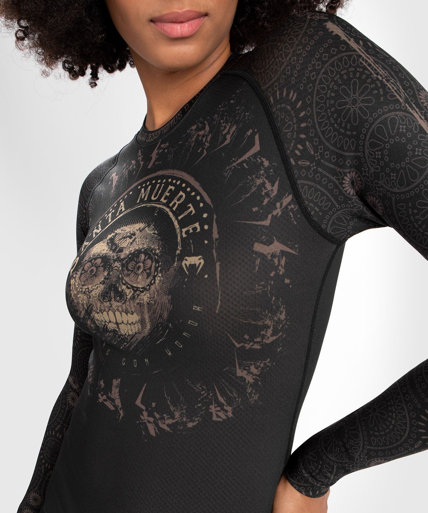 VENUM WOMEN SANTA MUERTE DARK SIDE - RASHGUARD LONG SLEEVES - BLACK/BROWN